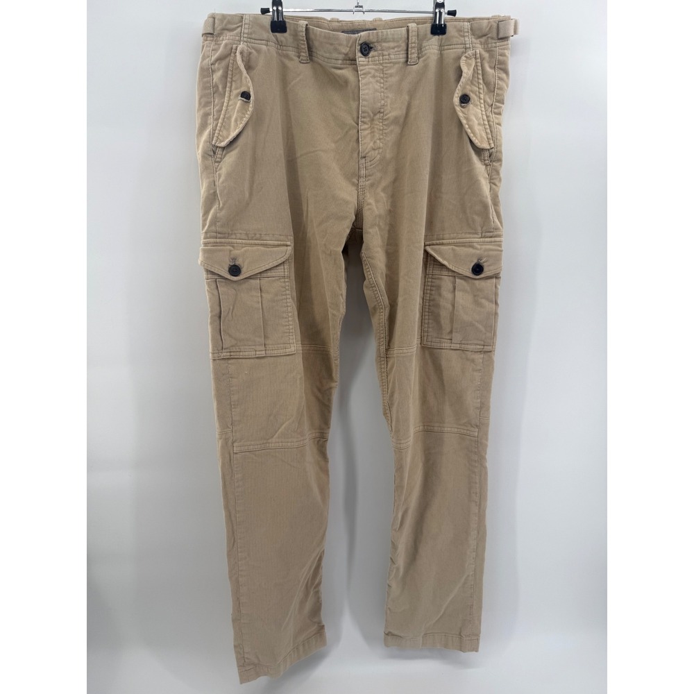 Michael Bastian Mens Tan Corduroy Cargo Pants Khaki Straight Leg Utility 36x32